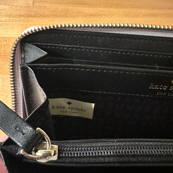 kate spade zip wallet Lacey Grand St color block light stone ice gray & black - Picture 6 of 9